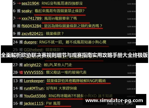 全面解析欧协联决赛规则细节与观赛指南实用攻略手册大全终极版